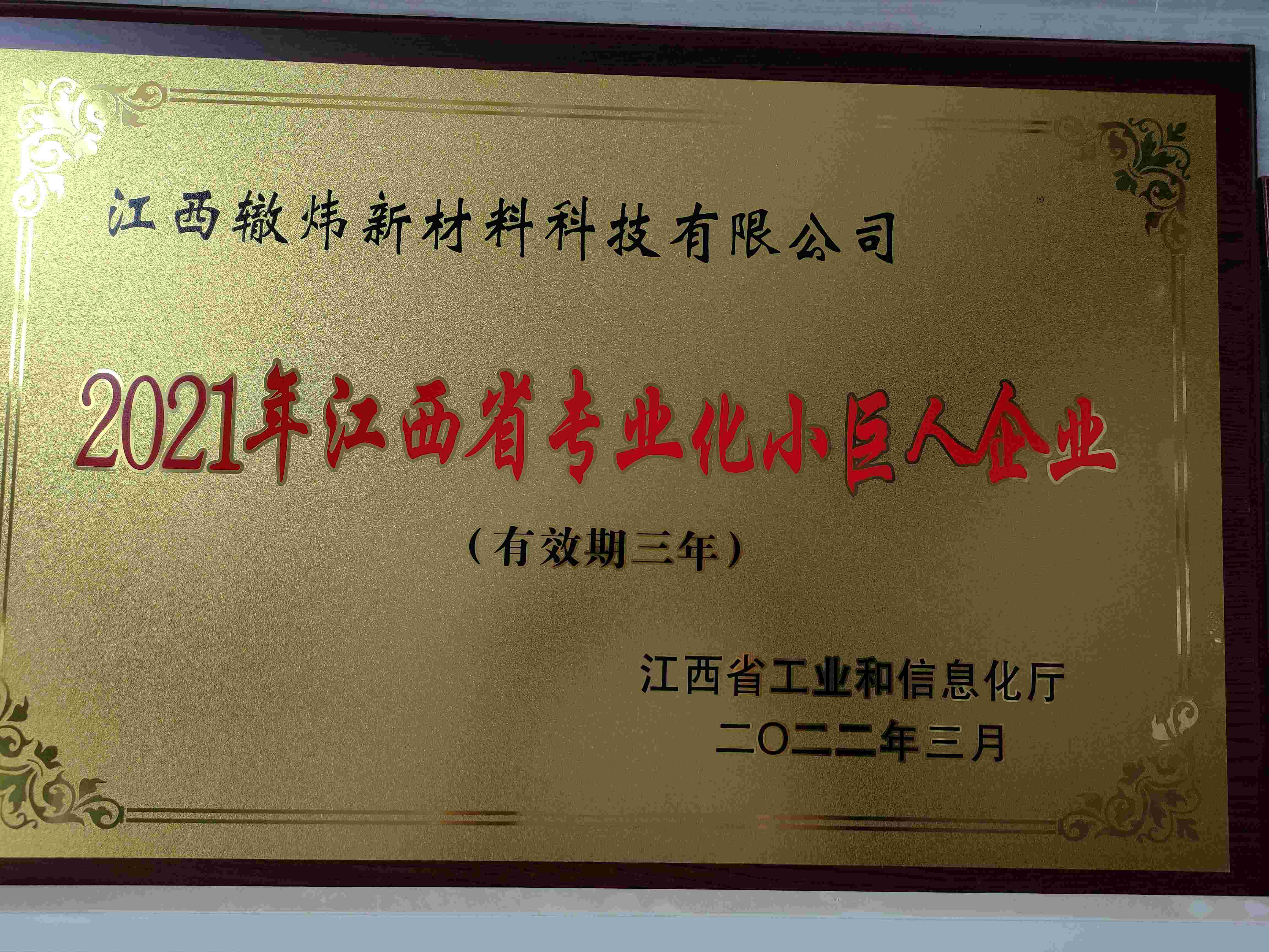 江西省專(zhuān)業(yè)化小巨人企業(yè)